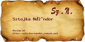 Sztojka Nándor névjegykártya
